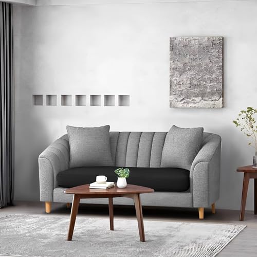 Image of Casaliving Doraldo 2 Seater Sofa Set for Living Room (Black Grey Colour) Premium Fabric Sofa