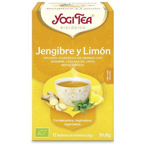Yogi Tea Jengibre Limón - Infusión Ayurvédica - Mezcla de Jengibre, Cáscara de Limón y Menta - Sin Cafeína - Pack de 6x17 bolsitas (102 bolsitas en total)