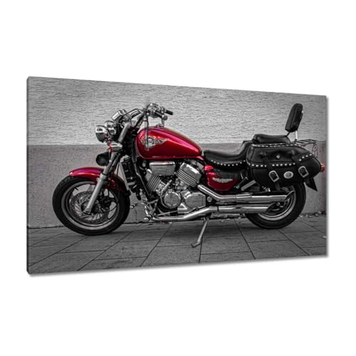 Peinture imprimée sur toile grand format tableau moto vintage Cherry Classic Chopper