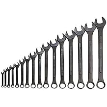 16 Pc Combination Wrench Set Black Oxide Raised Panel SAE Wrench Set