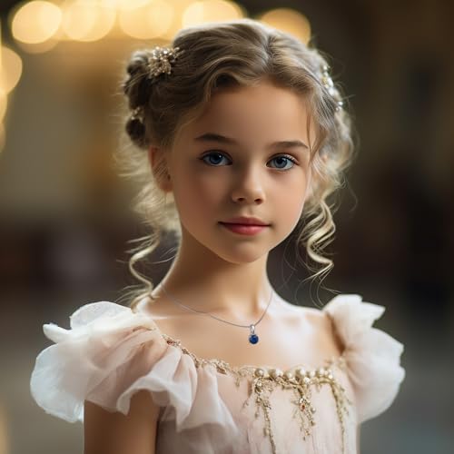 Birthstone Necklaces for Women, S925 Sterling Silver Necklace for Mom (Sapphire, White Gold)2