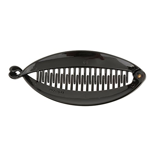 Presilha de cabelo estilo banana feminina com pente - Preta