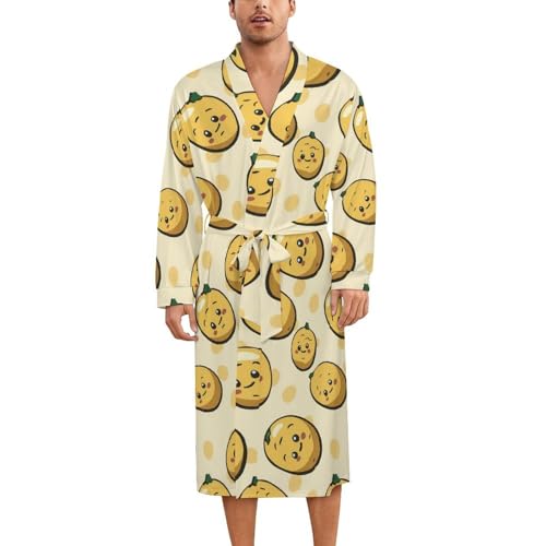 Cute Potato Soft Robe Long Sleeve Bathrobes V Neck Sleepwear Spa Robes with Belt Men Woman