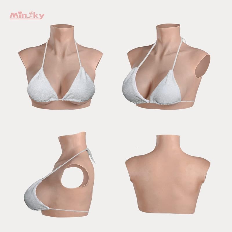 Minaky Silicone Breastplate Fake Boobs Realistic B-H Cup Breast forms for Crossdressers Transgender Drag Queen Cosplay