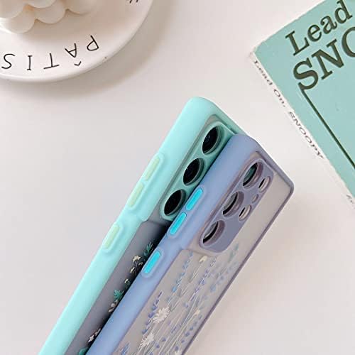 ZTOFERA TPU Back Case for Samsung Galaxy S21 Ultra, Simple Translucent Design Liquid Silicone Case with Flower Pattern, Anti-scratch Shockproof Flexible Bumper Cover for Samsung S21 Ultra - Purple