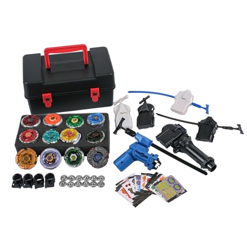 STJOYOPY Battle Top Game Metal Fusion 4D Series Spinning top Set 12 Gyros 5 Launchers with Storage Box Gift for Kids Boys