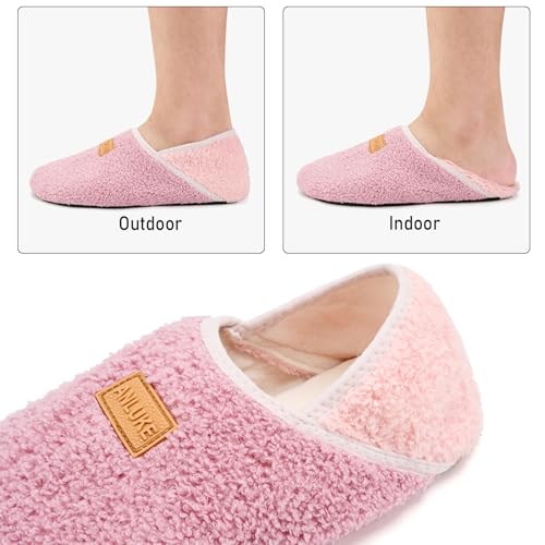Image of ANLUKE Slipper for Women Men Slipper Socks Fuzzy House Shoes Rubber Sole Slip On Soft-Lightweight Non Slip Indoor /Outdoor
