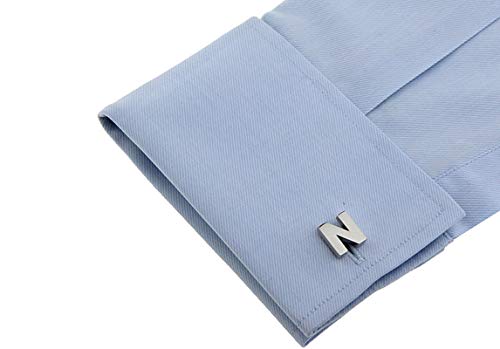 Mancuernillas KnBoB Inicial N en Plata para Camisa de Esmoquin miniatura 2