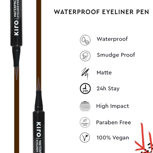 Image of Kiro Waterproof Soft-Matte Eyeliner Pen - Mocha Brown, 1.1 ml (Pack of 2)