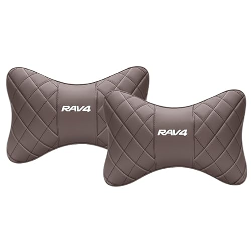 RAV4 車 ヘッドレスト 車用ネックパッド 頸椎サポート PHV XA50系 全シリーズ対応 通気性 柔らかい 首クッション 専用ロゴ付き 首枕 ネックピロー シートクッション ユニバーサルピロー 長時間運転対策 車内装飾 2個セット (モカブラウン,