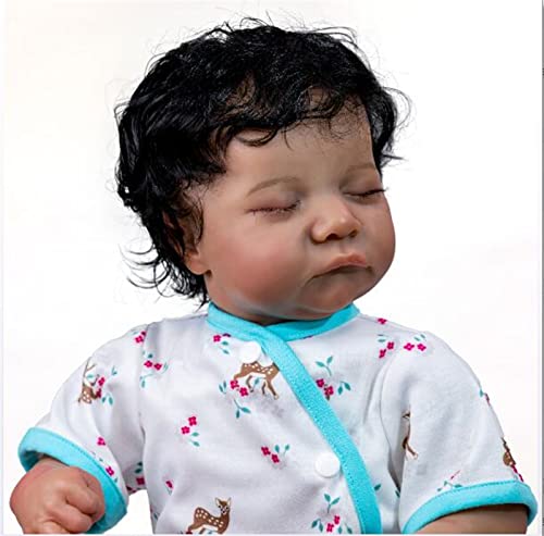 50 cm Weiche Körper Neugeborene Puppe 20 Zoll Reborn Baby Handgefertigte Schwarze Haut African Amerikaner Baby Hand Wurzelte Haar Mit Flasche Und Friedensstifter – Bild 5