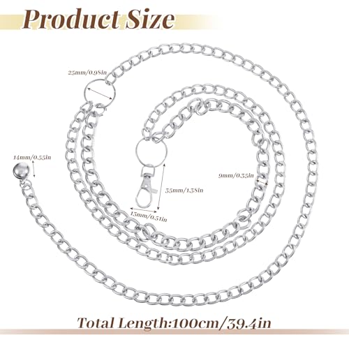 Silver Waist Chain Belt for Women, Fashion Plus Size Waist Chain Belt Western Multilayer Decorative Link Belt Adjustable Metal Cowgirl Belt Waistband for Women Dress3