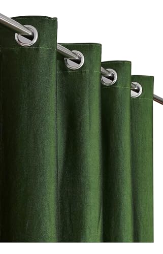 Image of Woah Modern Solid Long Crush Curtain Window CCurtain Polyester Weaved Parda Modern Parde for Living Room Bedroom Home Office Screens Eyelet Ring Olive Green 5Feet(Pack of 1)