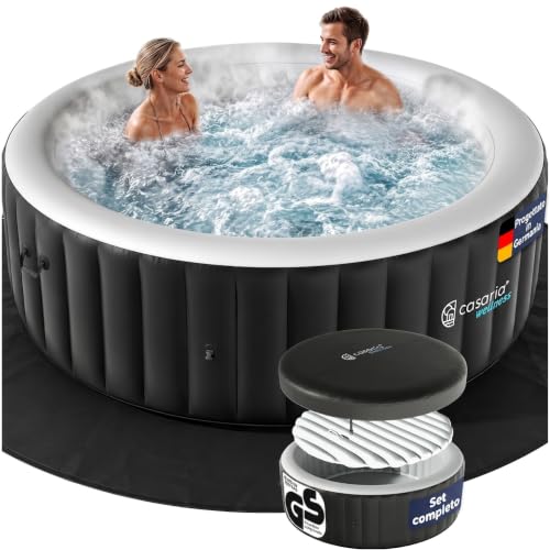 Casaria Piscina Idromassaggio Gonfiabile Rotonda Ø200 cm 4 Persone Vasca Spa Esterna Interna 140 Getti Protezione Antigelo con Filtro Accessori