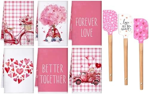 SmoothNovelty 9 Pcs Pink Valentine's Day Kitchen Accessories Deco...