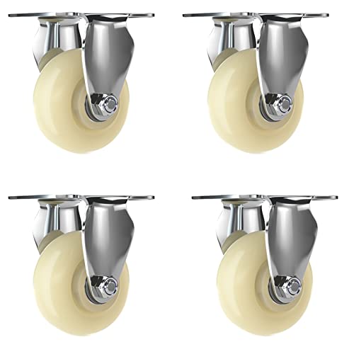 Ruedas giratorias Ruedas con Freno Ruedas con Ruedas Fijas, Material de Nylon Fuerte Capacidad de Carga, Empujar y Tirar Suavemente 3 Pulgadas 4 Pulgadas 5 Pulgadas, para Carros (C