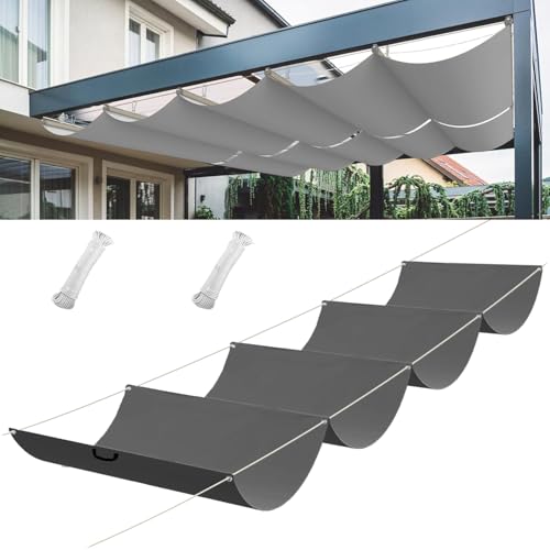 Ausziehbares Wellen-Sonnensegel HDPE Sonnenschutz Pergola Ersatz Schattenabdeckung verstellbar Schutz vor UV-Strahlungen Sonnensegel Verstellbar Sonnen-Segel für Balkon 0.6x3M Dunkelgrau