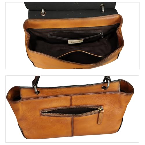Image of Genuine Leather Handbag Satchel for Women Retro Leather Crossbody Bag Pouch Vintage Ladies Handbag Purse