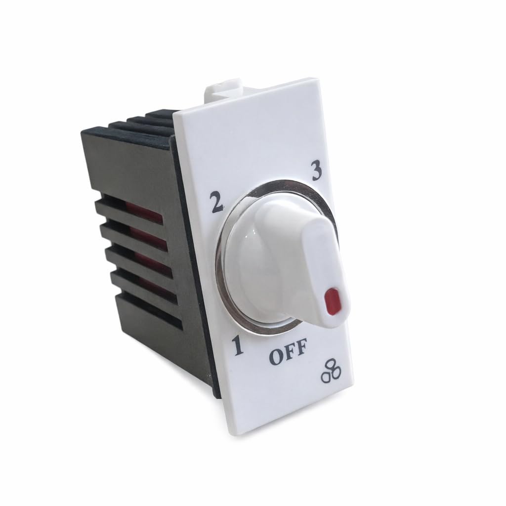 SEER Fan Switch 4 Step Type Fan Regulator fan speed controler use in household, offices, shops, restaurants, hospitals and more (White) Modular (L*B = 5.5 * 2.4cm) pack 5-picture-13