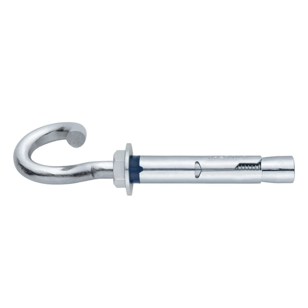INDEX Fixing Systems CH-​GE - Pack de 15 anclajes antigiro para cargas altas, de gancho espiral (recubrimiento cincado, M10 x 135 mm, diámetro de 12 mm)