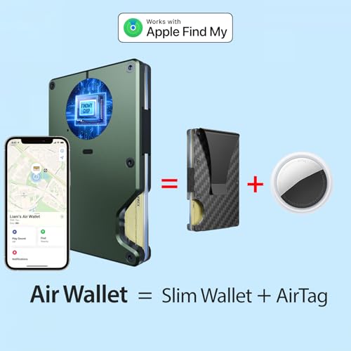 Air Wallet for Men with Built-in AirTag Chip, Works with Apple Find My (iOS Only), Track Your Wallet, Slim Minimalist Wallet for Men, RFID men's wallet, Credit Card Holder (Army Green)2