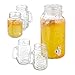 Relaxdays Dispenser per Bevande in Set, Distributore Acqua 3,4 L, 4 Bicchieri Retro Erogatore con Rubinetto, Trasparente