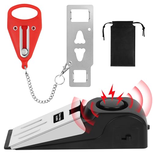 Flintronic 1 Pieza Alarma de Topes para Puertas, 120dB Alarma de Parada de Puerta en Forma de Cuña, Cerradura de Puerta Portatil, Pestillo Puerta sin Agujeros, para Viajes, Hotel, Casa, Apartamento