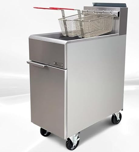 Commercial Deep Fryer NSF thermostat controlled 50lbs capacity, 120000 BTU/Hr, Natural Gas or Propane, Stainless Steel, 2 baskets DCF4-LPG