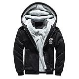 Men's Wool Thick Warm Sweatshirt Sons of Anarchy Grim Reaper Print Full Zip Hoodie Winter Casual Fleece Street Jacket,Black,XL