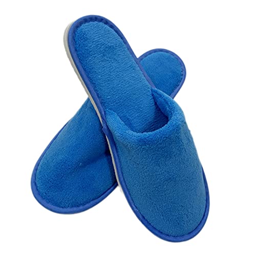 4 Pares De Lujo Azul Hotel B & B Casa Invitados Zapatillas De Punto Cerrado Unisex Coral Fleece