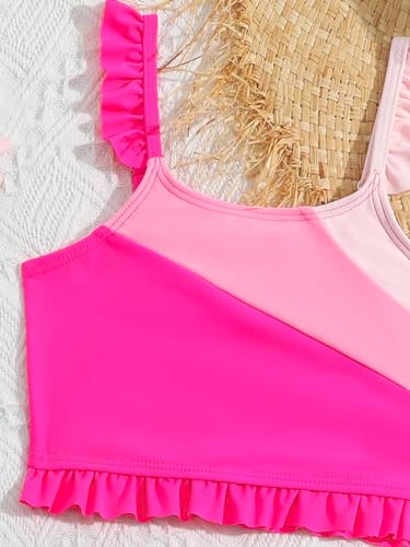WDIRARA Girl's Color Block Ruffle Trim Bikini Set Swimsuit 2 Piece Bathing Suit3