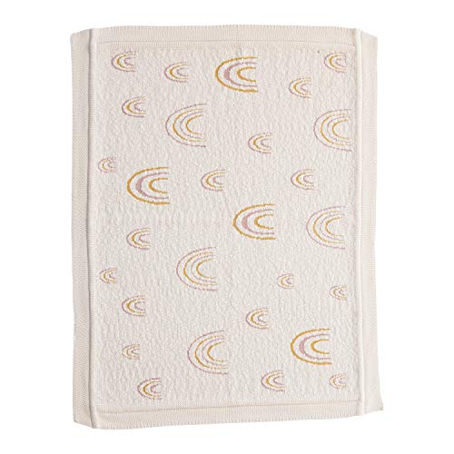 Image of Creative Co-Op Cotton Knit Baby Rainbows, Cream Color Blanket