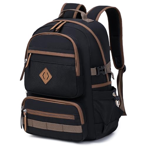 Caoroky knight Laptop Backpacks College Bookbags Women Men Anti Theft Travel Backpacks Large Elementary Middle High School Bags for Kids Teens Girls Boys Students Adults Causal Daypack-Black