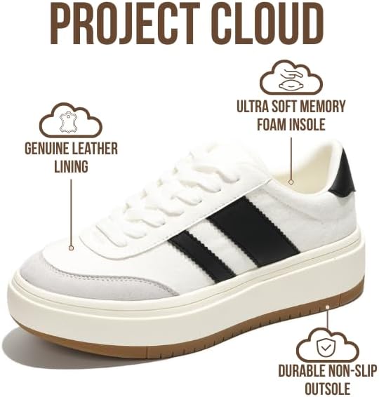 Project Cloud Platform Sneakers for Women - Lightweight Memory Foam Insole Womens Sneakers - Non-Slip Fashion Sneakers for Women Footwear - Women's Fashion Platform Shoes (Nita) - Image 2