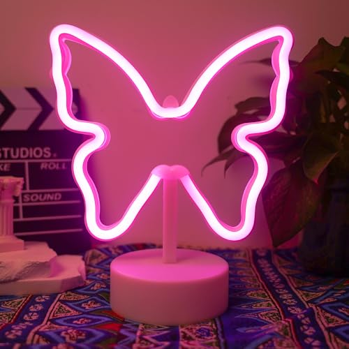Luz de neón de mariposa, letreros de luz LED alimentados por batería o USB, decoración de luz para Navidad, fiesta de cumpleaños, sala de estar, dormitorio, mesa, regalos para niños