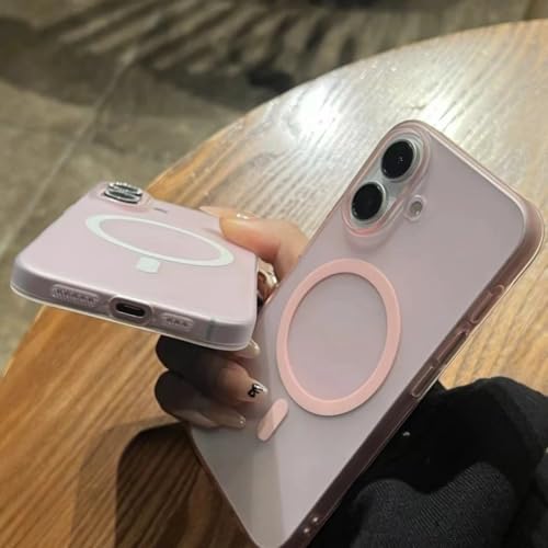 Coque de protection iPhone 15 Pro rose avec dos magnétique transparent antichoc