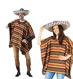 KarnevalsTeufel Kostüm-Set Poncho und Sombrero 2-teilig Hut Mexikaner und Poncho EL Sancho