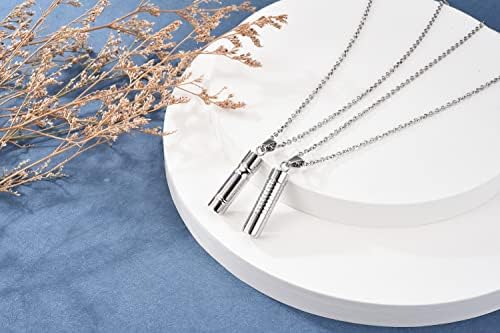 Jovivi Stainless Steel Cylinder Bullet Memorial Urn Necklace Screw Keepsake Ash Cremation Jewelry & Filler Kit