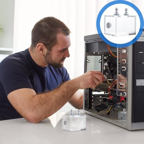 Tanque de refrigeración líquida para PC transparente con cabezales de apriete rápido y diseño resistente a fugas de acrílico para sistemas de enfriamiento de CPU profesional para bricolaje miniatura 7