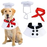 Halloween Dog Costumes 3PACK Pet Chef Hat Chef Coat with Red Scarf Funny Chef Uniform Baker Cooking Clothes Halloween Outfits for Small Medium Large Dogs Cats Puppy Kitten Cosplay Apparel (Large)