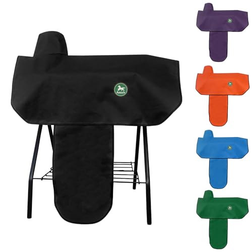 Western Saddle Cover with 6 Elastic Straps | Waterproof and Durable Oxford Fabric for Most Full-Size Western Saddles-Black