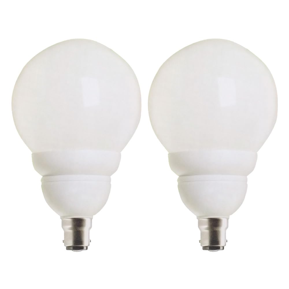 2x Energy Saving Light Bulb Opal Globe 23W (98W) BC B22 ⌀110mm Warm White 2700K Non-dimmable