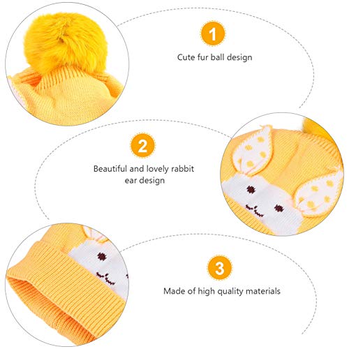 KESYOO Chapéu de Bebê Com Pom Pom Coelho Padrão Chapéu Boné de Malha de Lã Gorro Macio Infantil Inve