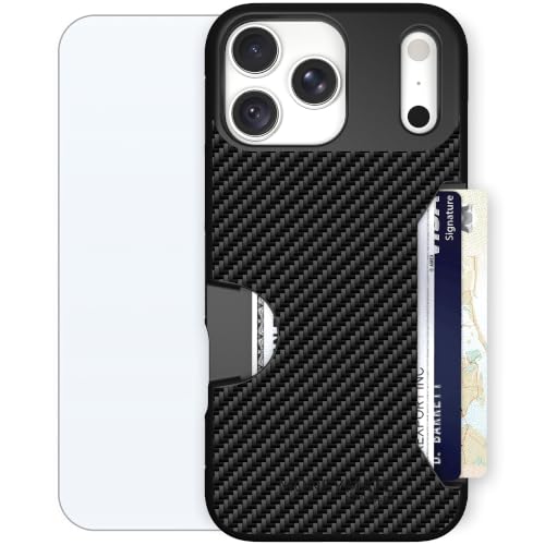 Scooch for iPhone 18 Pro Max Wallet Case, Moneymate, Carbon Fiber