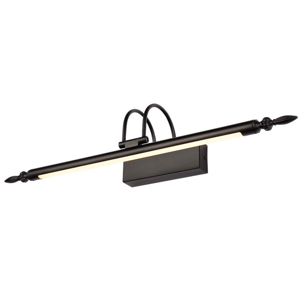 LED Spiegellampe Badleuchte 9W 630Lm Badlampe Warmweiß Spiegelleuchte Badezimmer Wasserdichte Eisen Retro Schrankleuchte Schminklicht Schwarz Spiegelschrank Lampe Acryl für Bad Spiegel L56cm