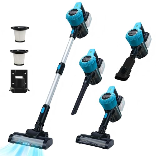 Aspirateur sans fil pour batterie Makita 18 V, 132 W, 2 niveaux, puissant, 16 000 Pa, sans fil, avec grand réservoir à poussière de 800 ml, pour voiture, maison (bleu sans batterie)