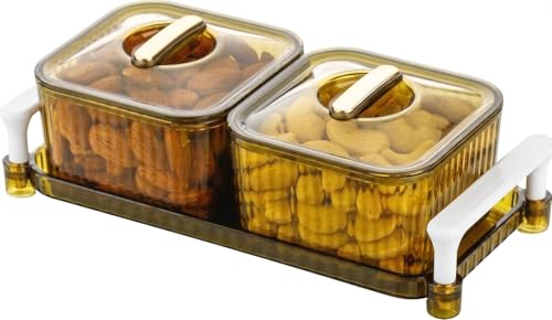 Image of Dry Fruit Container Serving Tray Set | 600 ML Each | Multipurpose Plastic Serving Set | Premium Design | BPA Free | Food Grade | Air-Tight Lid | Snack Organizer Tray | Multicolor