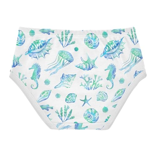 Girls Underwear Soft Cotton Tropical Fish Seashells Kids Panties in Sizes 2/3t, 4t, 5t, 6 and 82