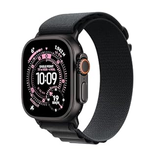 Apple Watch Ultra 3 GPS + Cellular 49 mm Premium Smartwatch für Lauftraining und Kombinationssport mit robustem Titangehäuse in Schwarz und Alpine Loop in Schwarz (Medium)