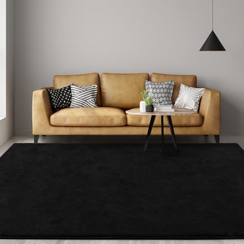 Tapete decorativo negro moderno 4x6 pies ultra suave miniatura 3